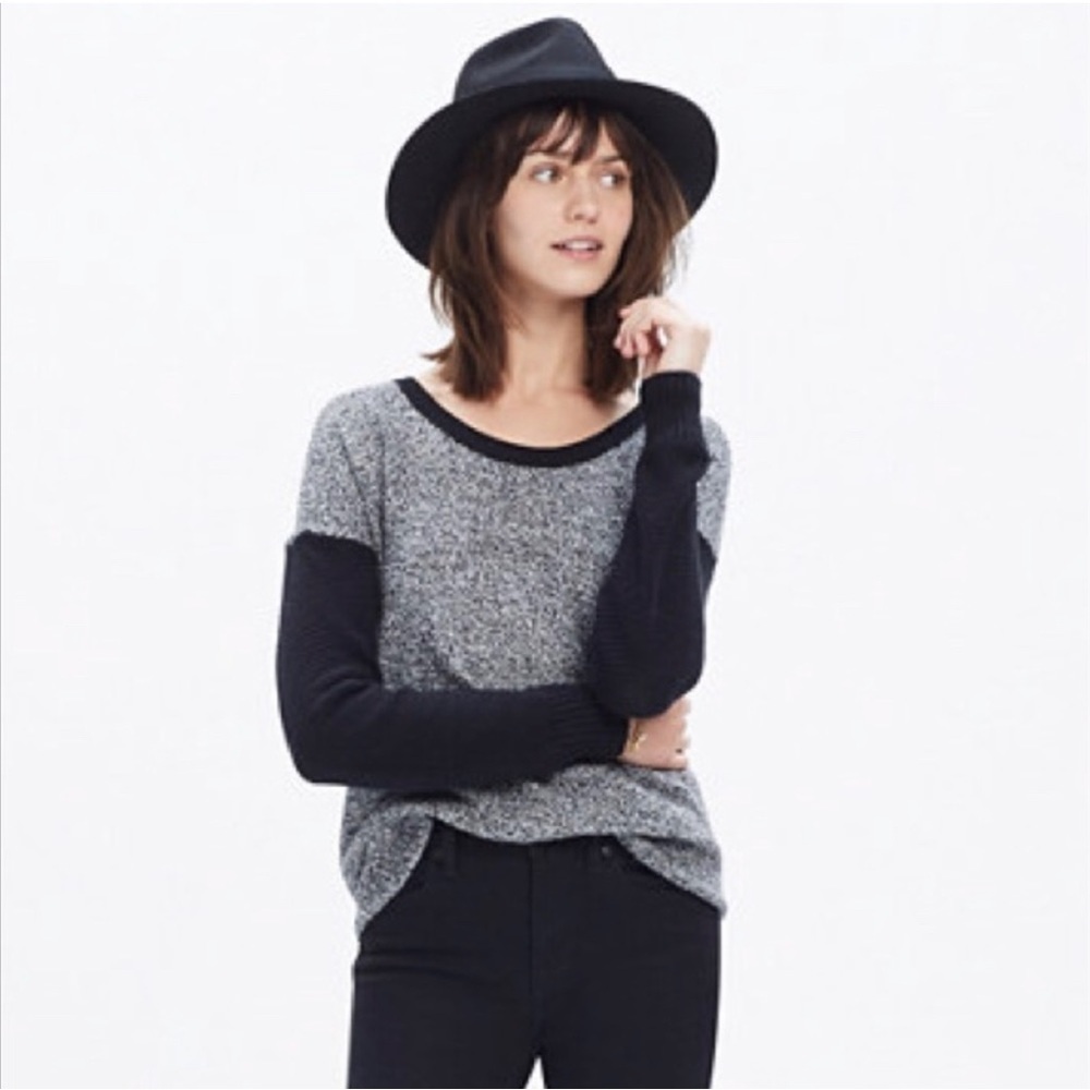 Madewell Chronicle Texture Pullover Sweater Size XS Black Speckled Long Sleeve.